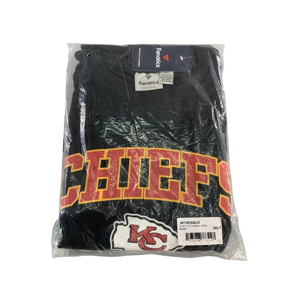 Kansas City Chiefs Shirt Mens 3XLT Black NFL Football Long Sleeve Thermal Crew